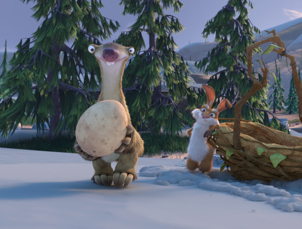 ICE AGE: THE GREAT EGG-SCAPADE: FOX puts a prehistoric spin on the world's first Easter egg hunt in the all-new animated special ICE AGE: THE GREAT EGG-SCAPADE airing Sunday, March 20 (7:30-8:00 PM ET/PT) leading into THE PASSION (8:00-10:00 PM ET live/PT tape-delayed) on FOX. Pictured: Sid (John Leguizamo) and Clint (Blake Anderson). CR: FOX